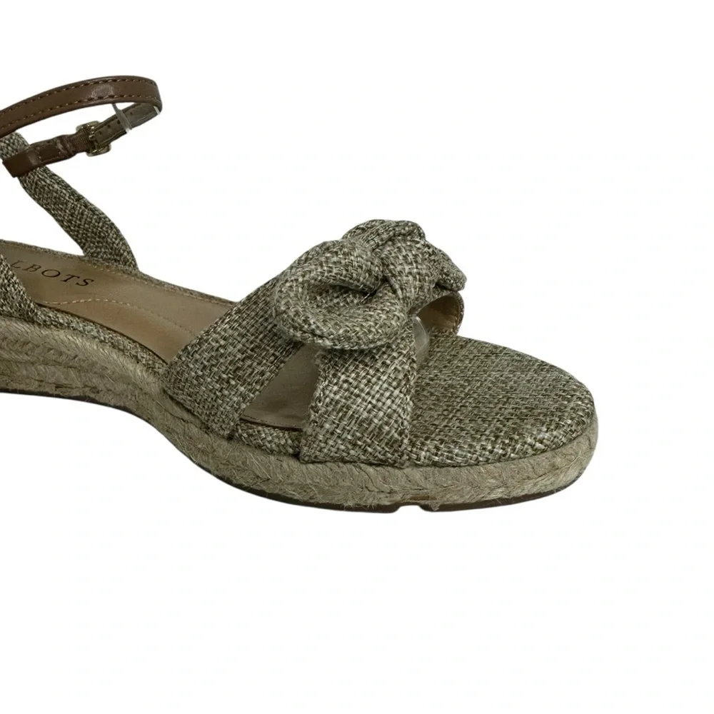 Talbots Linen Bow Espadrille Wedge Sandal Size 6.5